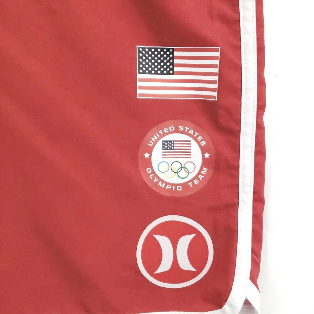 Hurley United States Olympic Team Swim Board Shorts Mens 44 Red Stretch Phantom